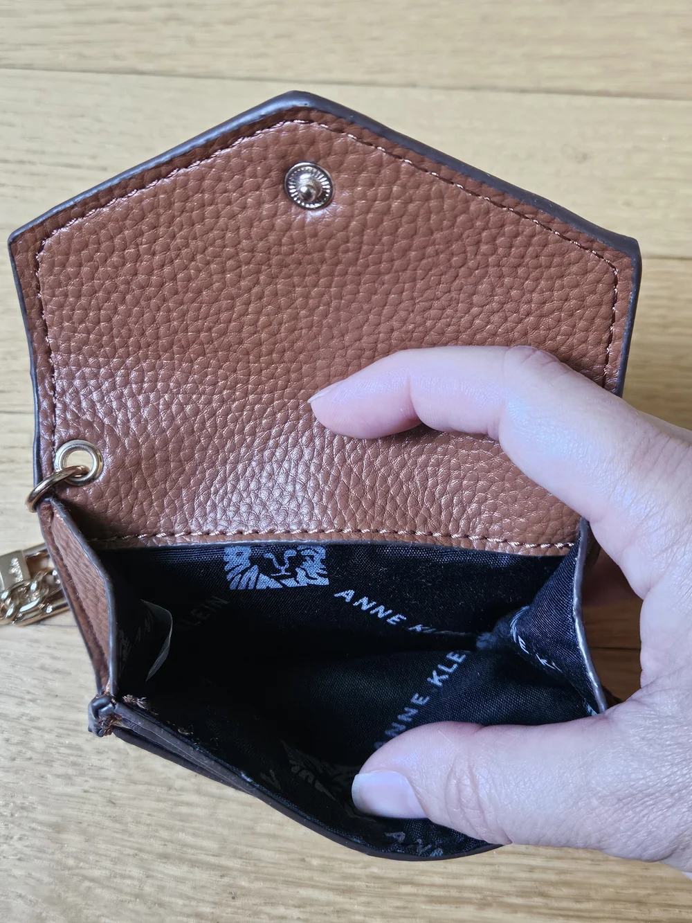 Anne Klein Brown Pebbled Wallet  with Keychain Accent
